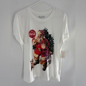 Lucky brand Coca-Cola Festive Santa White T-Shirt